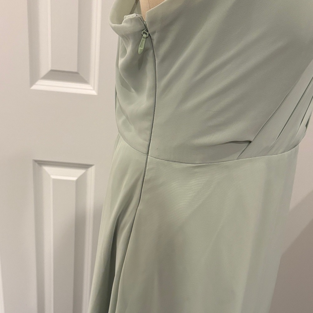 Chic One Shoulder Dress in Soft Sage Green - Picture 4 of 11